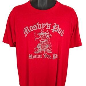 Vintage Mosbys Pub T Shirt Mens Size XL Red 90s Mount Joy Pennsylvania USA